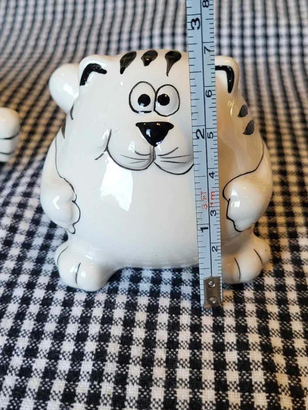 Pier 1 White and Black Ceramic Cat Salt and Pepper Shakers